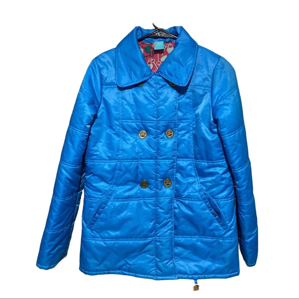 Paul Frank Puffer Coat Blue Nylon Women’s Size Medium Retro